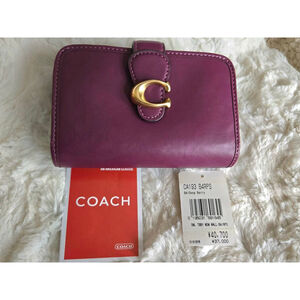 Coach Tabbey Medium Deep Berry Leather Wallet EUC